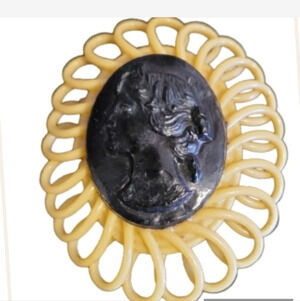Celluloid Vintage portrait‎ brooch